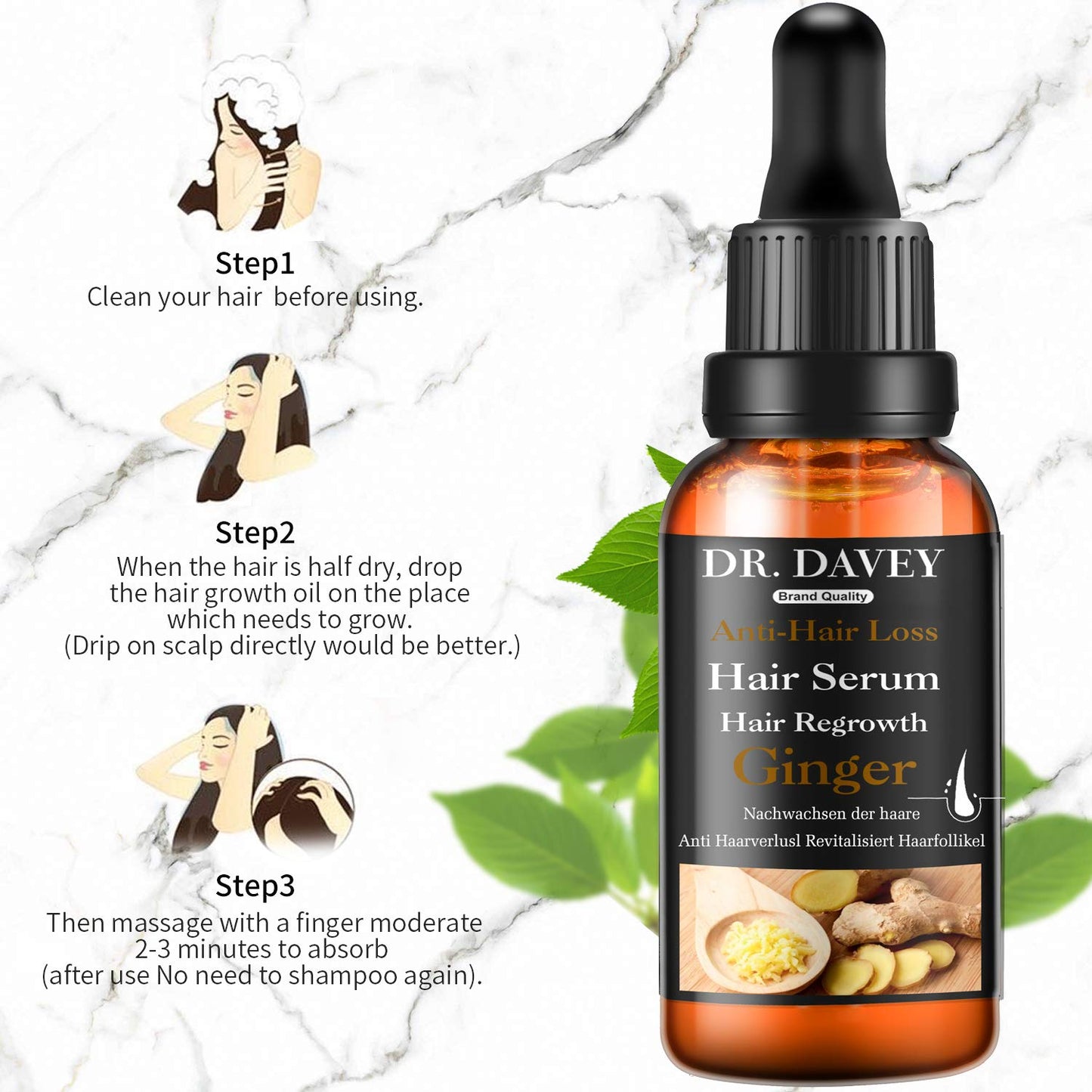 Hair Growth Serum vitamins serum for Hair Loss and Hair Regrowth Ginger Hair Growth Oil for Thinning/Balding/Repairs Hair Follicles/Stronger Hair Hair Growth Treatment for Men and Women