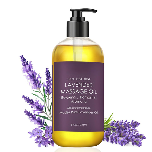 Lavender Massage Oil for Relaxing Muscles - Lavender Massage Oil Body,Hand,Leg,Foot - Body Oil for Relief Skin - Lavender Oil Moisturizer for Women,Men Skin Care (236ml)