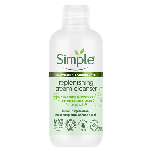 Simple Replenishing cream cleanser with 11% Ceramide Boosters & Hyaluronic Acid 230 ml