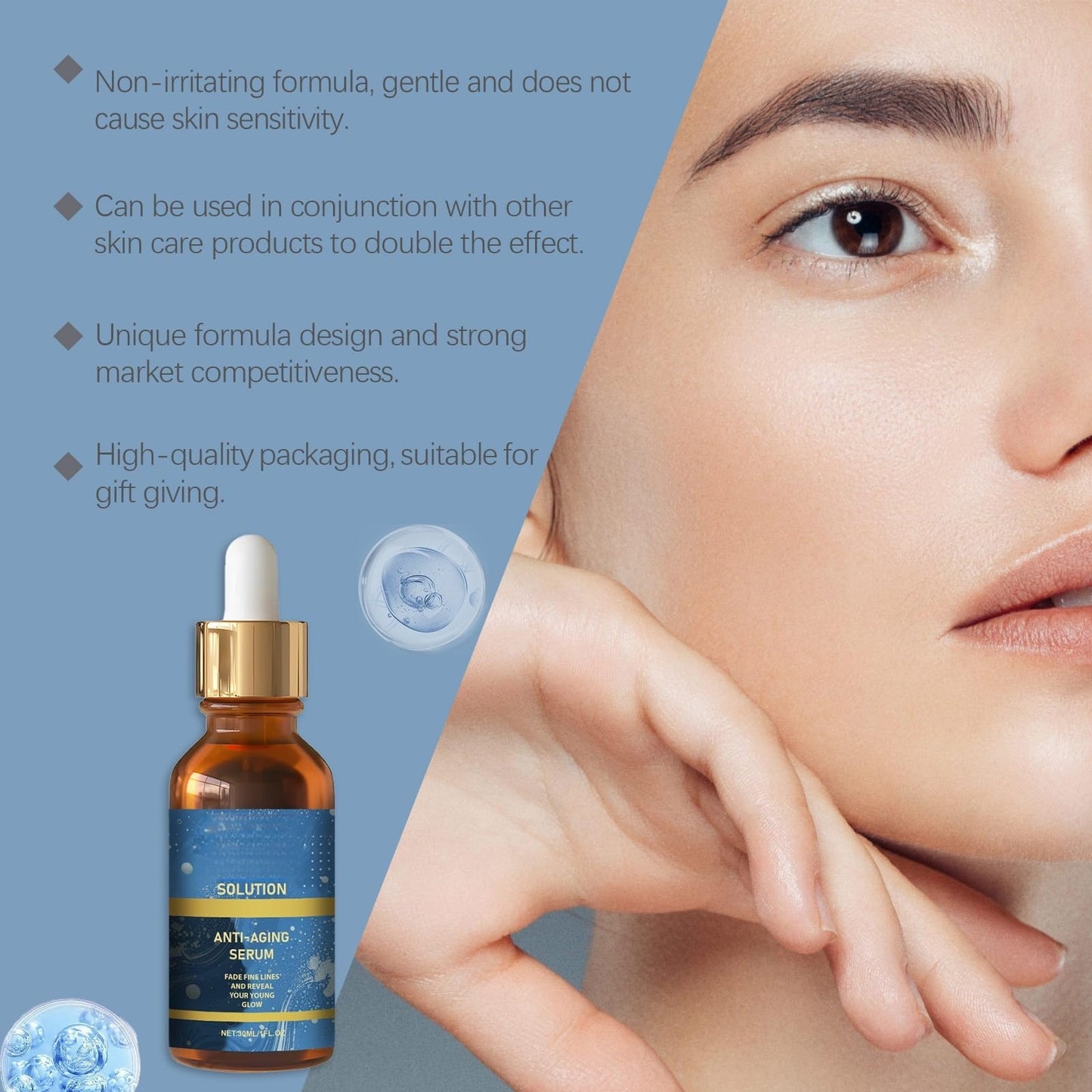 2PCS Liquid Solution Serum&Intense Eye Cream,Ola/vita Serum & Intense Eye Revive Cream,Liquid Wrinkle Remove Serum & Eye Cream,Ola/vitas Solution