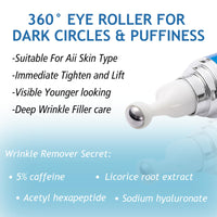 Trendyfave 5% Caffeine Eye Serum Roller, Under Eye Cream For Dark Circles And Puffiness, Eye Serum Anti Aging With 360° Massage Ball Reduce Eye Bags, Under Eye Serum Reduce Wrinkles And Fine Lines