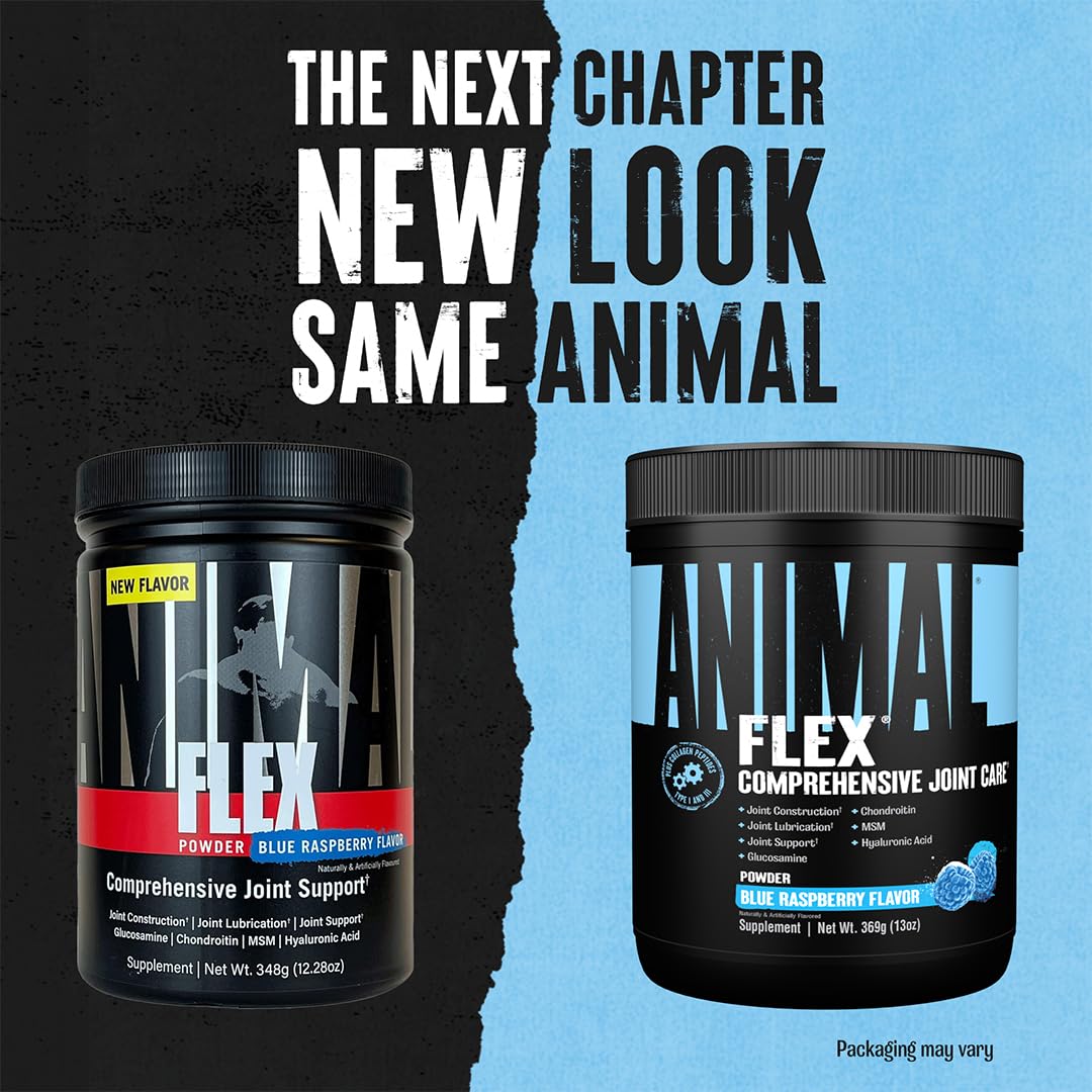 Animal ANIMAL Flex Comprehensive Joint Care - 4 Unique complexes for Joints, Bones & Cartilage - with Vitamins A & E, glucosamine, Flaxseed Oil & hyaluronic Acid - Blue Raspberry, 369g