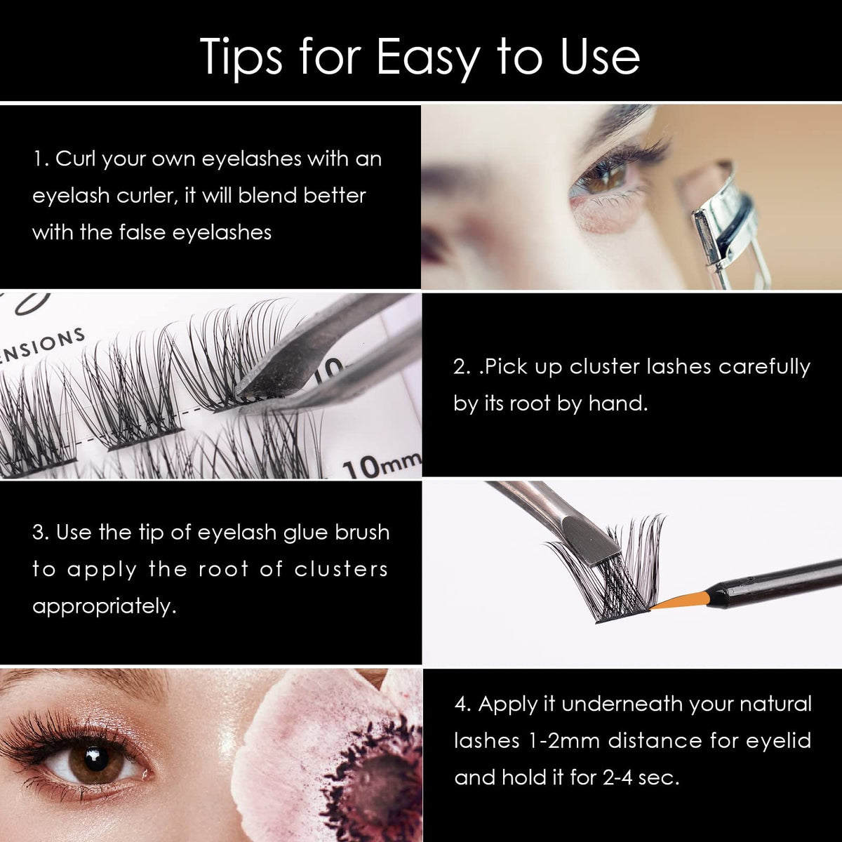 Magnetic SL Individual Lashes 144 Cluster Lashes 3D False Eyelashes Natural Look D Curl Reusable Fluffy Individual Cluster Lashes Soft Eyelashes DIY Cluster Eyelash Extensions Mix 10-16MM-DM17