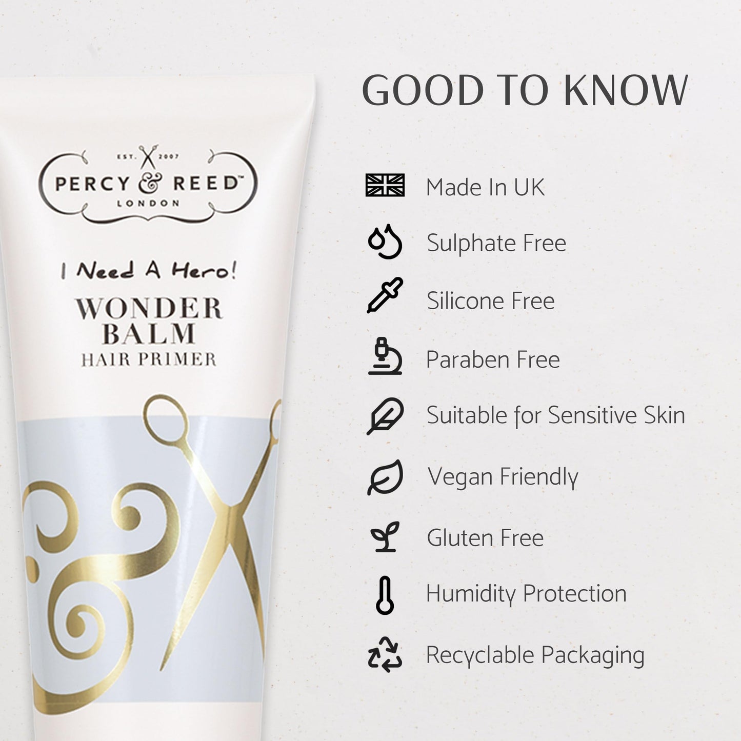 Percy & Reed I Need A Hero! Wonder Balm Hair Primer - Fights Frizz & Improves Shine - Works for Women of All Hair Types - 30 ml