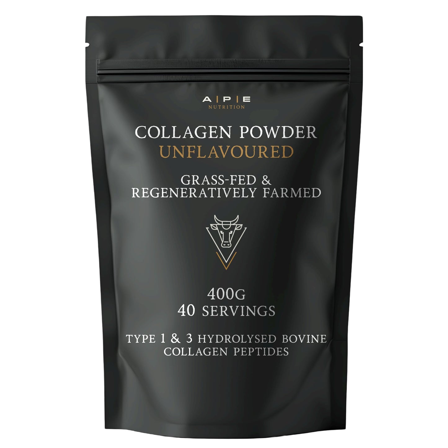 A | P | E APE Nutrition Collagen Powder Peptides 400g | 100% Grass-Fed Unflavoured Bovine | 40 Servings | Type 1 & 3 Ancestral High Protein Premium Supplement | for Women & Men Hair, Skin, Muscle & Nail Health