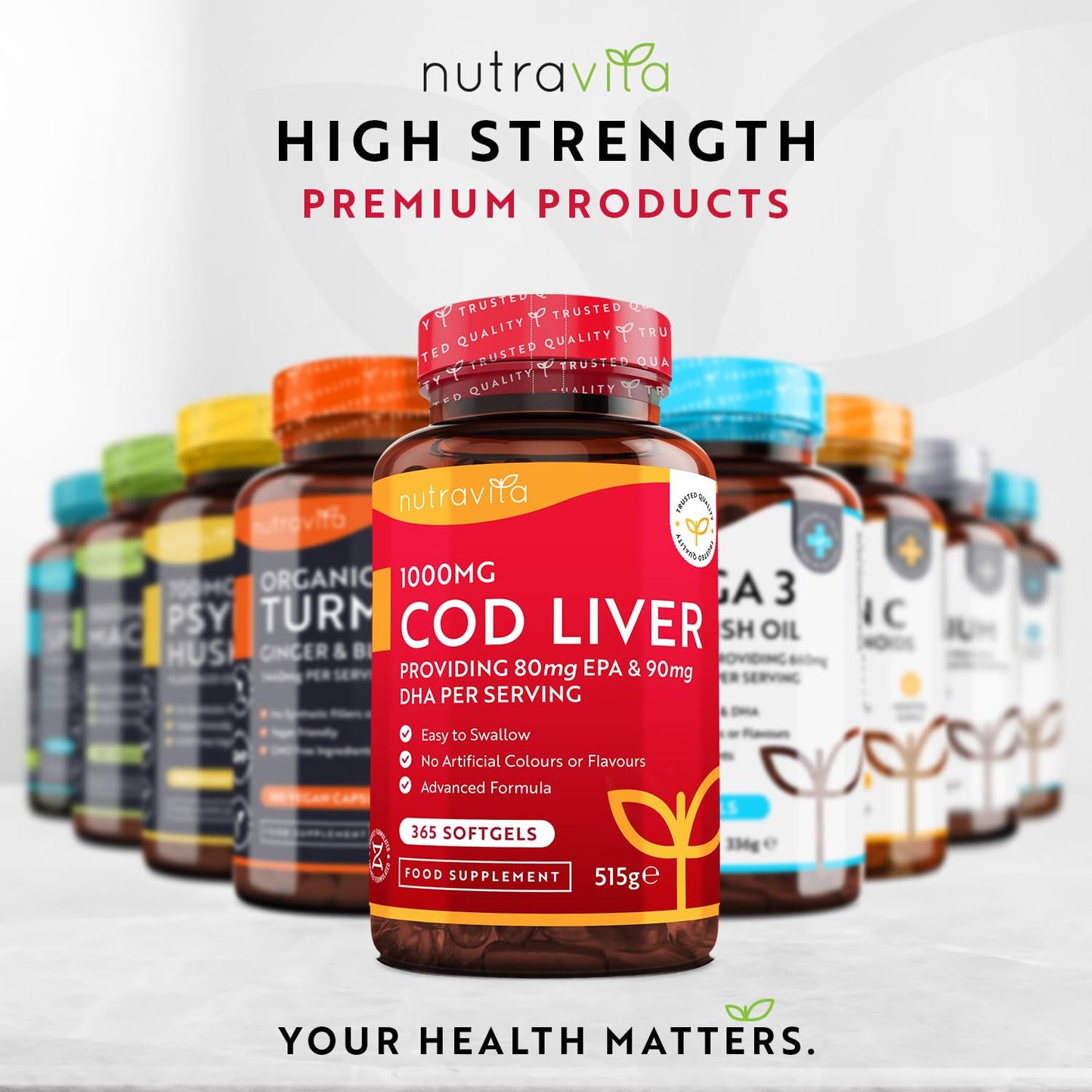 Nutravita Cod Liver Oil 1000mg - 365 Softgels of Premium Fish Oil - Rich in High Strength Omega 3, Vitamins A, D, E & Garlic Oil - Supports Heart & Brain Health - Made in The UK