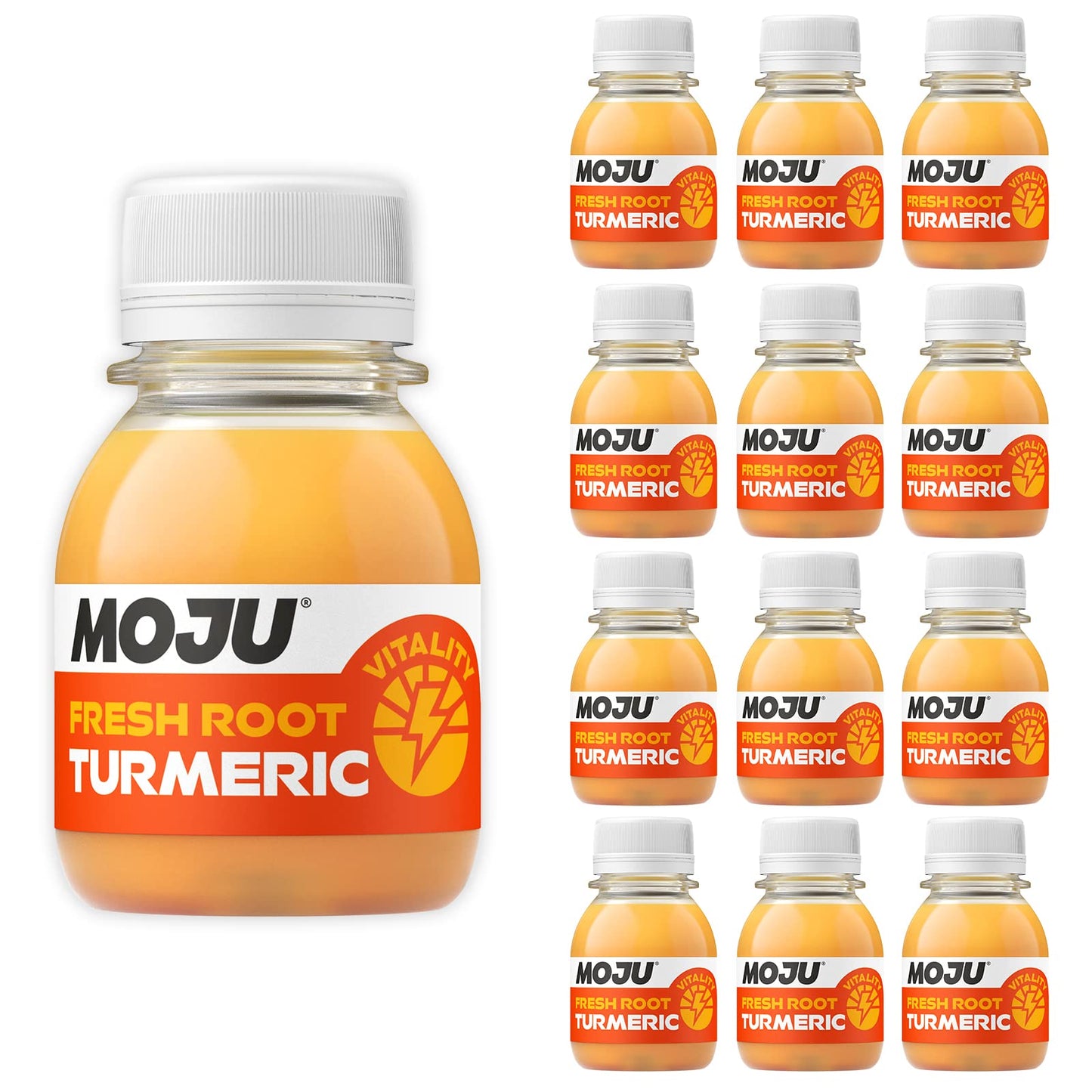 MOJU Turmeric Shots - 12 x 60ml, Pure Super Root Boost, Natural Ingredients, No Added Sugars or Sweeteners, Vegan