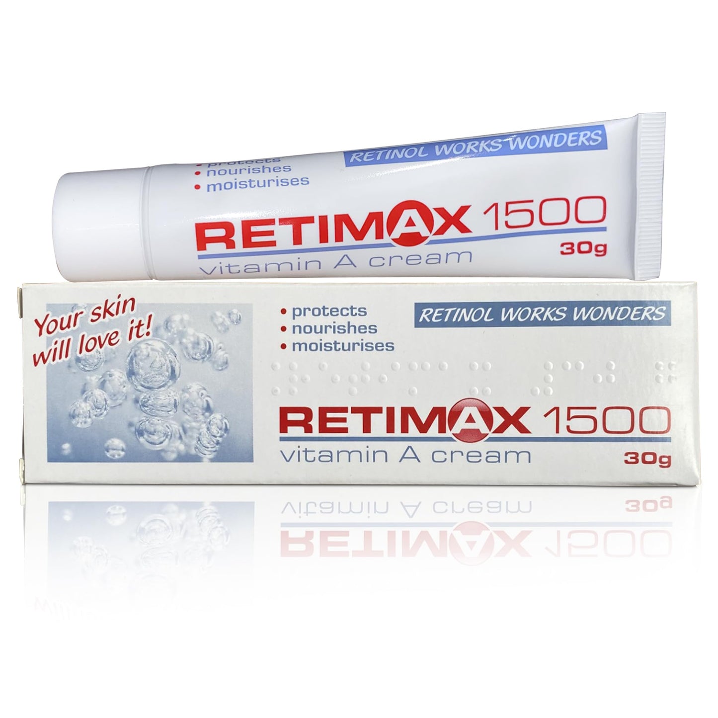 RETIMAX 1500 Vitamin A Cream, Protects, Nourishes, moisturises, Anit-Ageing, Retinol, Pack of 2 x 30g