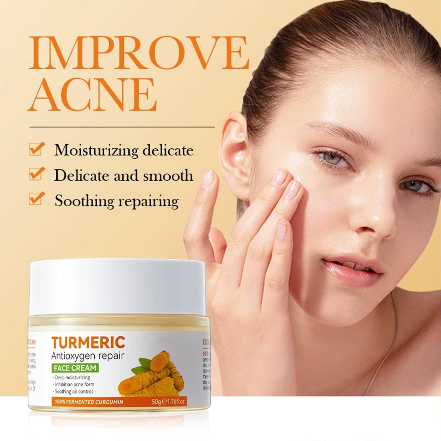 AurolaGlow Turmeric Face Cream - Reduce The Appearance Moisturizer For Brightening & Glowing Skin, Reduce The Appearance Of Dark Spots & Wrinkles, Even Out Skin Tone, 50g