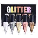 Generic 5PCS Glitter Liquid Eyeshadow & Eyeliner Set – Shimmer Metallic Makeup with Gold, Silver, Diamond Shine – Long-Lasting, Quick-Dry, Waterproof Eye Makeup
