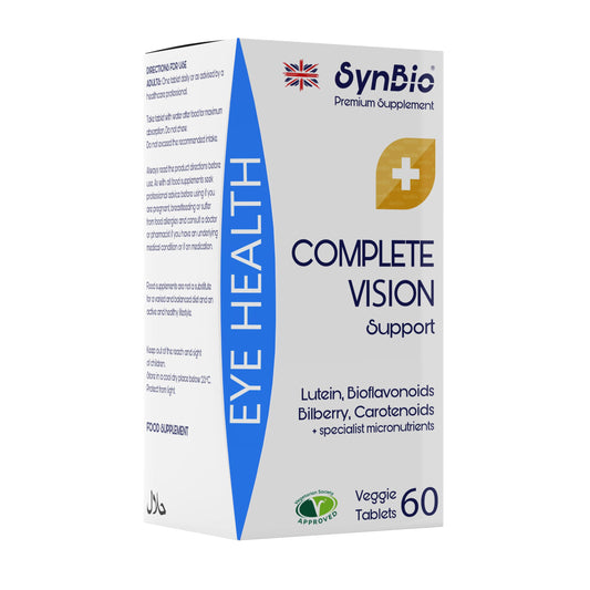 SynBio Premium+ - Eye Health - Complete Vision Support | 60 Veggie Tablets | 23 Nutrients Including Lutein, Zeaxanthin, Bilberry Extract | Protective Antioxidants | Eye Supplement for Normal Vision