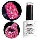 RARJSM Diamond Pink Glitter Nail Gel Polish,Glitter Gel Nail Polish,Bright Hot Pink Sparkle Nail Gel Soak off Requires Drying Under UV LED Lamp Nail Beauty Art Design Salon DIY Home 1Piece 7.5ML