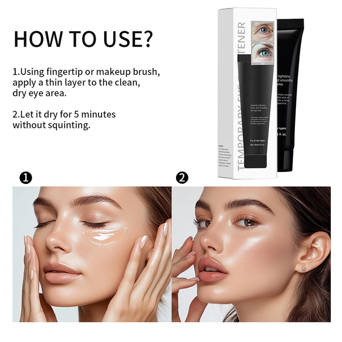 Instant Firm Eye Tightener Cream - Firming for Wrinkles, Fine Lines, Under-Eye Bags - Smooth & Tighten Eye Area - 30ml
