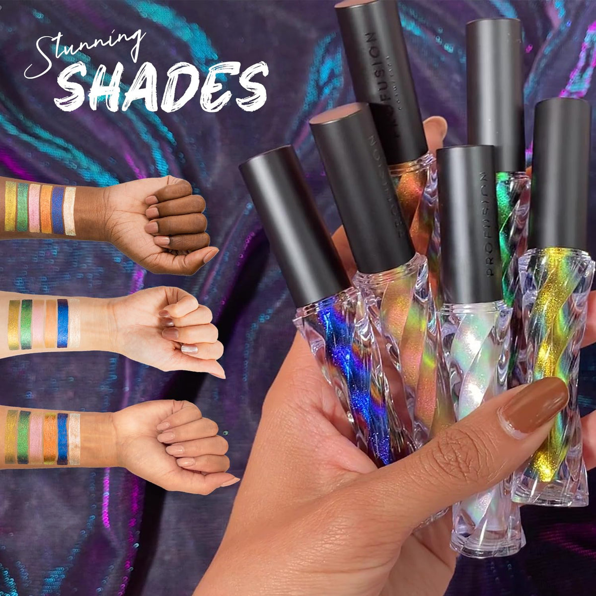 Profusion Cosmetics Prismatic Chrome 6 Shades Liquid Eyeshadow, Glam Up Your Look and Get Stunning Shades Inside, Stand Out All Day and Shine with Premium Beauty Tools