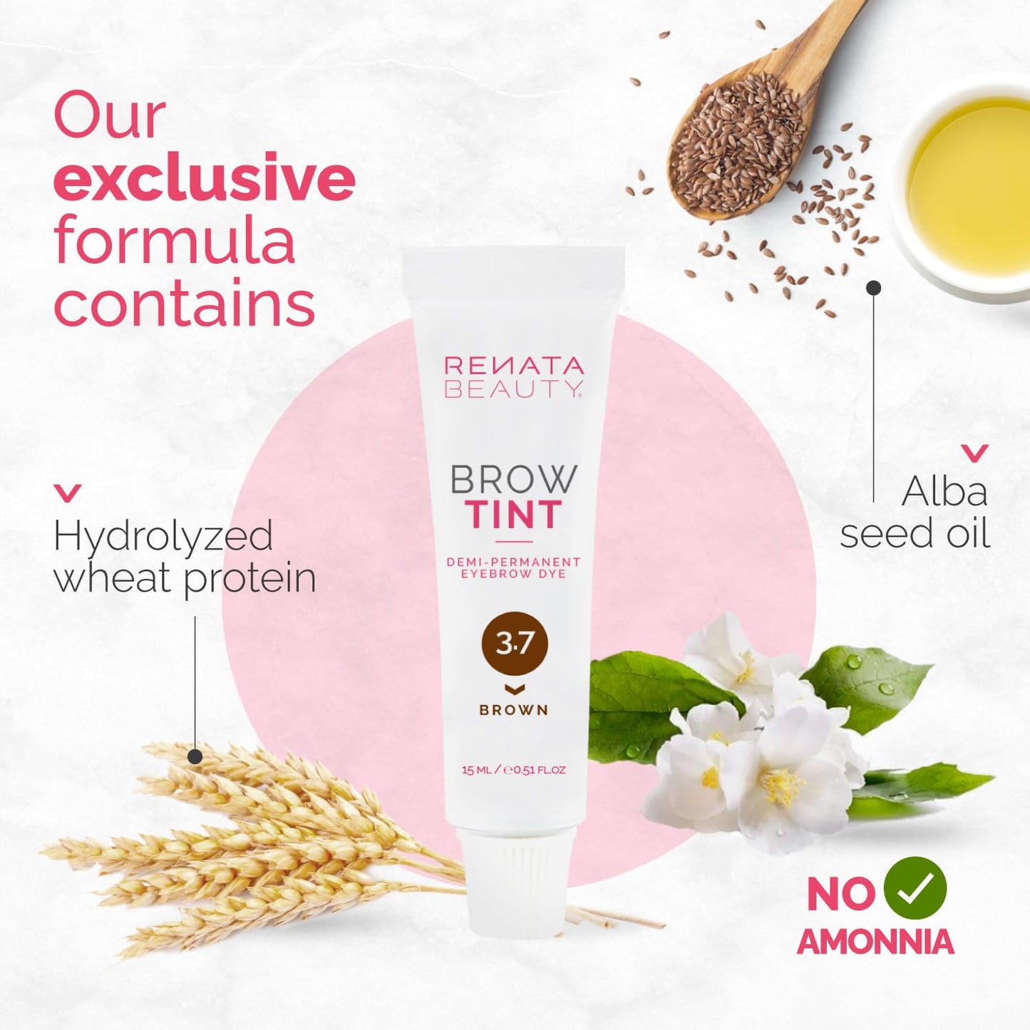 RB RENATA BEAUTY Renata Beauty Eyebrow Dye – Premium Brow Tinting Color – 15 ml Customizable Long-lasting Eyebrow Tint with 4 Week Results – Safe and Gentle Eyebrow Tint Color – 4 Colors Available [Brown Dye]