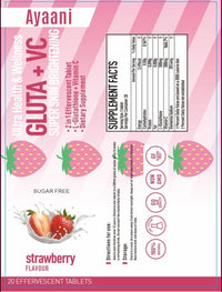 Glutathione 500mg & Vitamin C 500mg Strawberry Flavour Effervescent Tablets-Premium Skin Brightening, Antioxidant- 20 Tablets