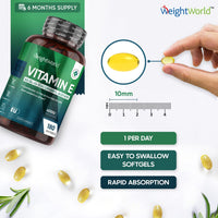 Vitamin E Capsules Softgels 400IU (Advised Intake) - 180 Vit E Softgels (6 Month Supply) - High Strength Vitamin E Oil Capsule - Hair Nail Skin Supplement - Natural Alpha Tocopheryl (Not Vit E Tablet)