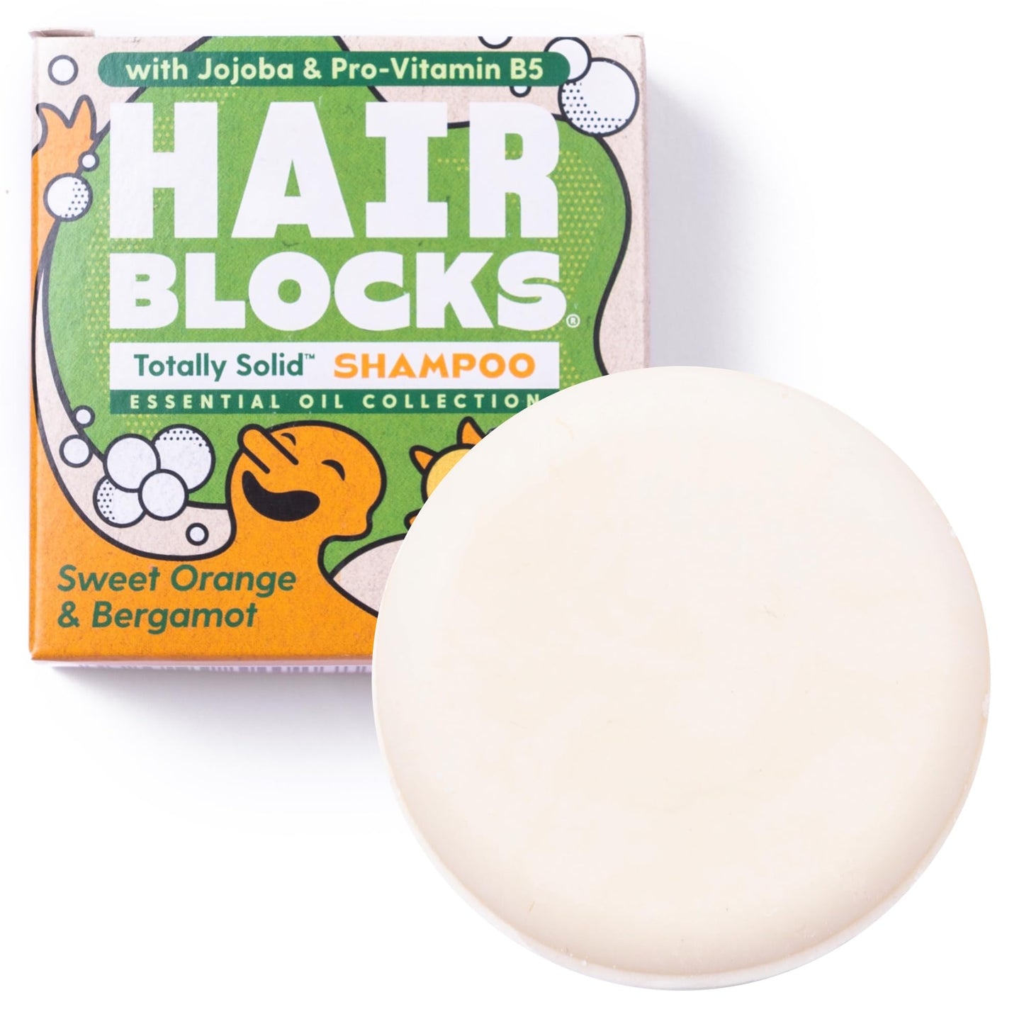 Shower Blocks Hair Blocks - Solid Shampoo Bar (85g) for all hair types: Sweet Orange & Bergamot Solid Shampoo Bars| Soap Free, Plastic Free | Plant Based | Natural | Conditioning
