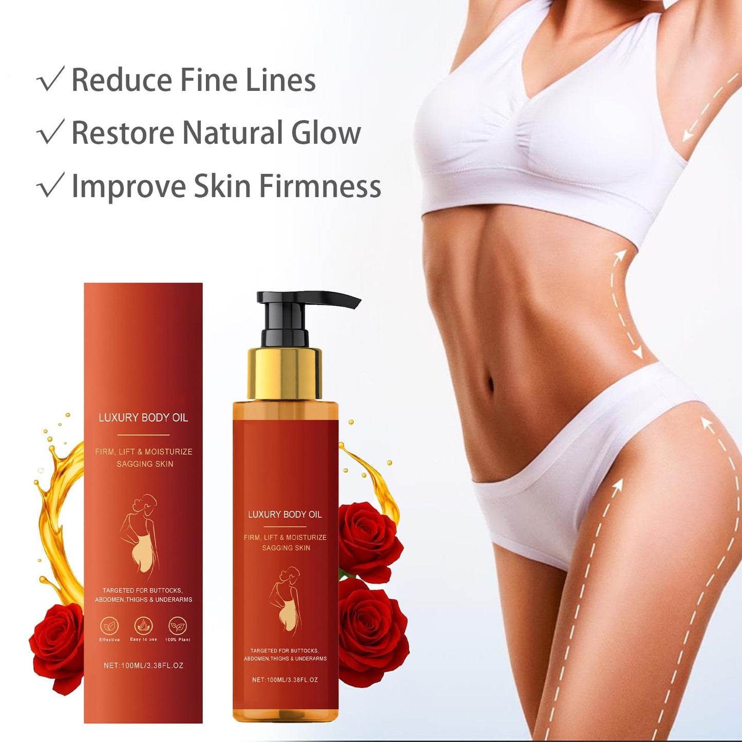 CTUBLIAUNX Magic Luxury Body Oil 100ML, Magic Body Oil Firming, Body Oils for Women with Natural Ingredients for Lifting Sagging Skin, Reducing Fine Lines, and Enhancing Body Contour Clarity