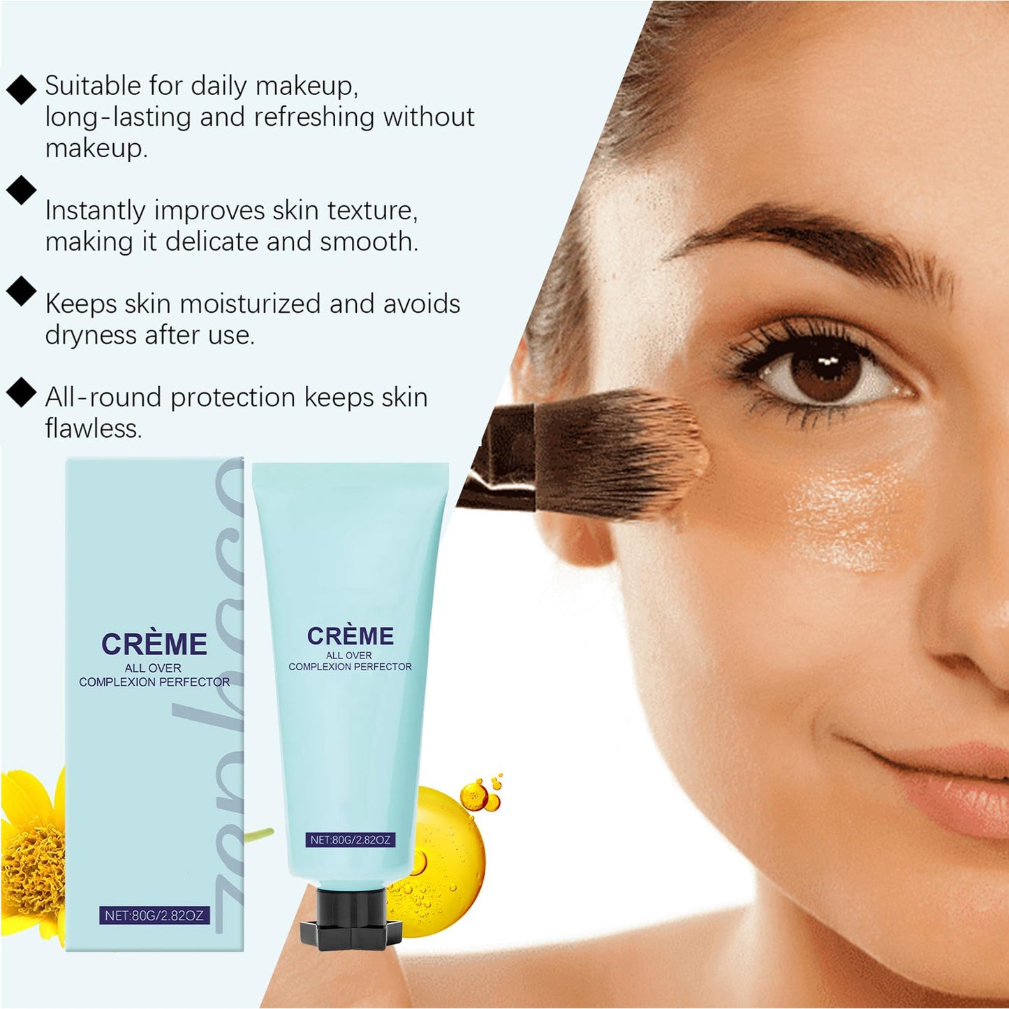 HERBENJOY All-Over Complexion Perfector, Long-Lasting CC Cream Foundation & Body Coverage Perfector, Foundation for Mature Skin, Hydrating Waterproof Concealer for Legs Scars Imperfections, Natural