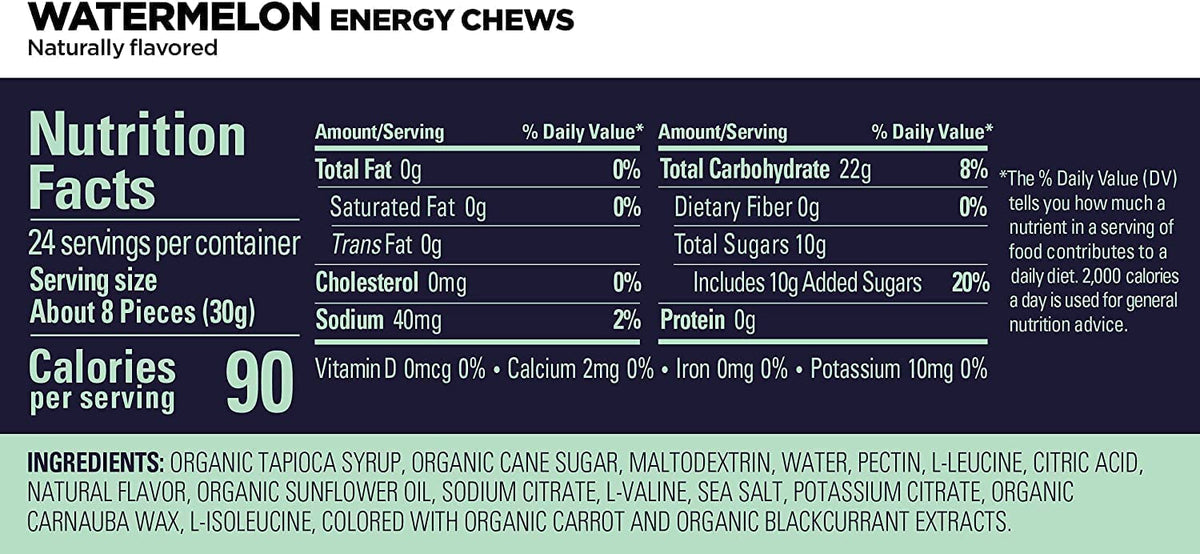 VPoint Leisure GU Energy Chews Double Serving Packs. Energy Gummies with Electrolytes for Running, Cycling, Triathlon & Other Sports - Pack of 2 (Watermelon)