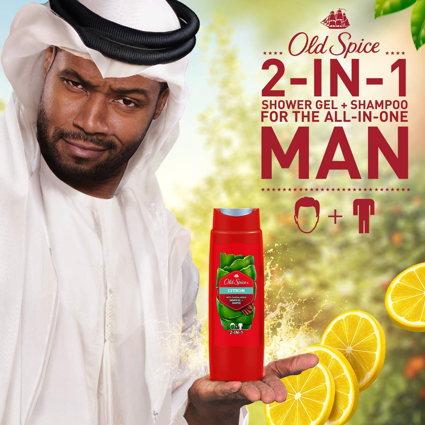 Old Spice CITRON with Sandlawood 2in1 Shower gel + Shampoo 250ml, Pack of 3