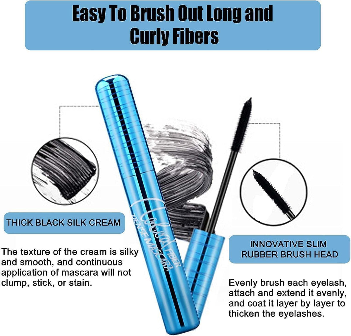 HUALEI-V 2pack Prime-Lash Mascara for Mature Ladies,Prime-lash Mascara for Seniors with Thinning Lashes Waterproof Mascara Black Volume and Length,Hypoallergenic Mascara for Sensitive Eyes for Mature Women.