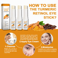 Trendyfave Turmeric Retinol Eye Stick, Eye Cream For Dark Circles And Puffy Eyes, Eye Cream Anti Aging,For Fine Lines，Eye Bags Remover, Anti Wrinkle,Dull Eye Skin, Moisturizing, Firming, Hydrating,3pcs