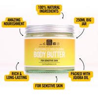 Our Tiny Bees Unscented Body Butter | 100% Natural | Jojoba-Rich for Deep Hydration & Soft Skin | Nourishing skin softening, for prevention and healing of Eczema 250ml. (Unscented)