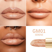 Oulac OULAC Glow Metallic Shine Lipstick, Nude High Impact Lipcolor, Lightweight Soft and Ultra Hydrating, Long Lasting, Vegan & Cruelty-Free, Full Coverage Lip Color 4.3 g/0.15 GM01 Serene