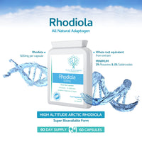 swiss bioenergetics Rhodiola 500mg (3% Rosavins - 1% Salidrosides) Whole Root Equivalent – 60 Capsules - Suitable for Vegetarians and Vegans