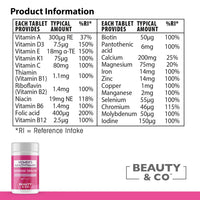 Women's Multivitamin Tablets, Beauty & Co. 180 Tub, Contains 23 Vitamins and Essential Minerals