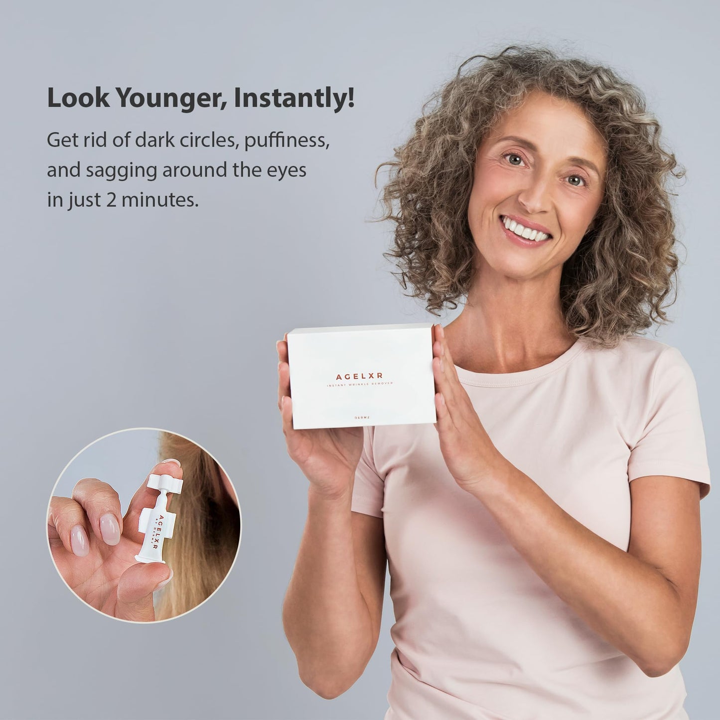 Dermz AGELXR - Instant Wrinkle Remover - Quickly Tightens Wrinkles, Fine Lines and Diminishes Puffy Eyes. Instant Facelift Serum - Anti-Aging Formula - 10 Vials x 0.6ml