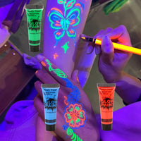 LYNTYAOU 6 Colors UV Neon Face Body Paint, Makeup Set Fluorescent Painting Glow in Dark, Blacklight Safe Non-toxic Quick-Dry Paint for Adults Halloween, Christmas（6 X 10ml）