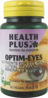 Health Plus Optim-Eyes : Vision and Eye Health Supplement : 30 Tablets, in a planet-friendly 99% recycled pot