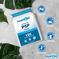 P5P 50mg Activated Vitamin B6 with Magnesium Citrate for Tiredness & Fatigue - 120 Capsules 4 Month Supply - Pyridoxal 5'-Phosphate - Vegan VitB6 Supplement - Made in UK by Health4All