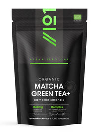 ALPHA01 Organic Matcha Green Tea Extract 1360mg - 180 Vegan Capsules - Boosted with Turmeric, Acerola & Black Pepper – Resealable and Recyclable Pouch by Alpha01