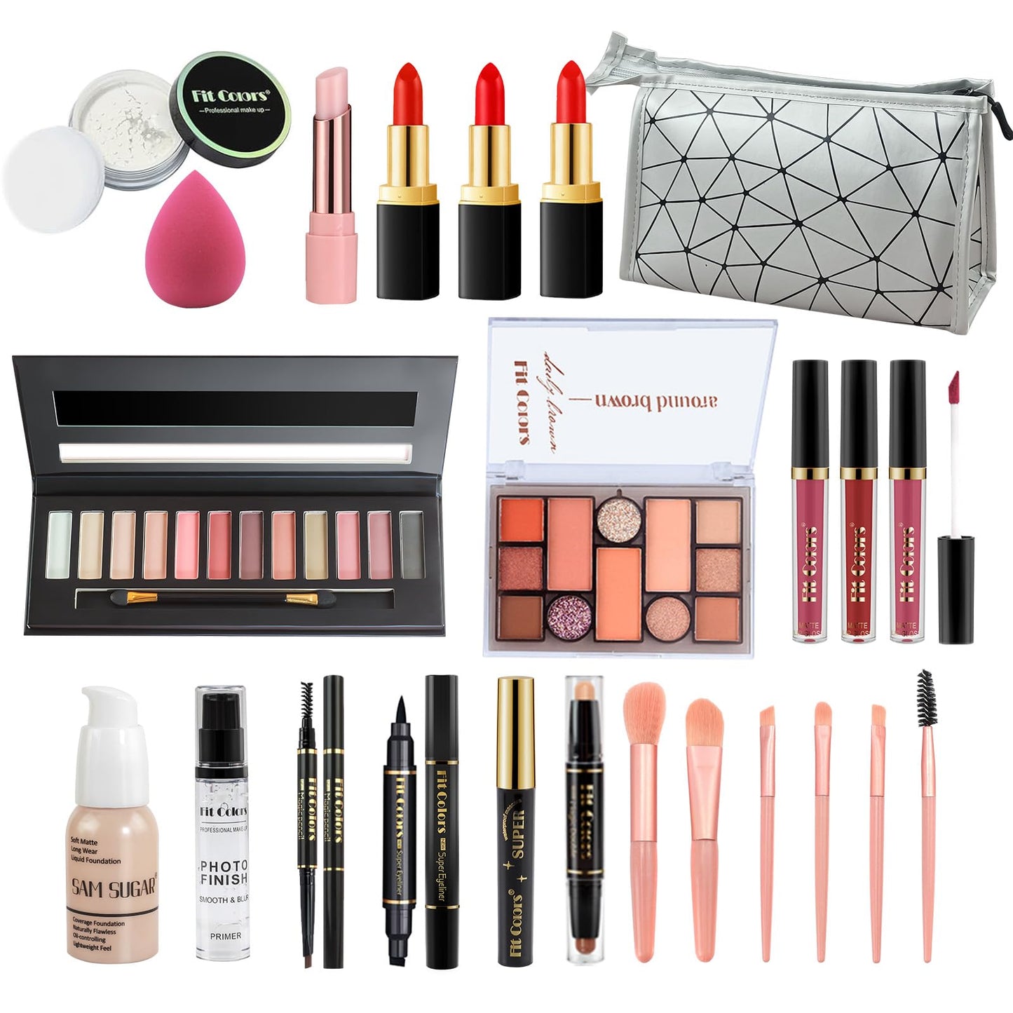 proamate Proamate All in one Makeup Set, Cosmetic Make Up Starter Kit With Storage Bag Portable Travel Make Up Palette Eyeshadow Foundation Lip Gloss Makeup Gift Set for Teenage & Adults(Kit A001)