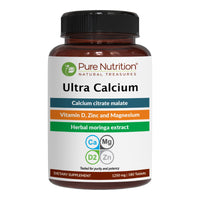 PURENUTRITION ME Pure Nutrition Ultra Calcium Citrate 1250 mg | Highly absorbable Calcium Supplement with Calcium Citrate Malate, Vitamin D, Zinc, and Magnesium | 1 Tablet Daily | Non-GMO | Gluten-Free | 180 Veg Tabs