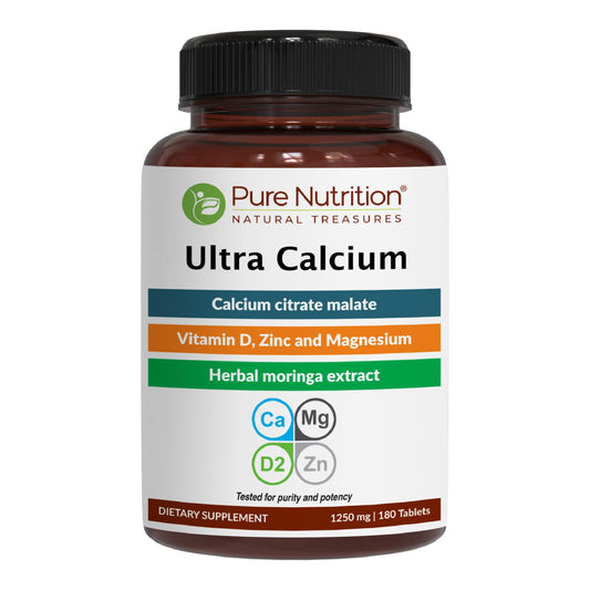 PURENUTRITION ME Pure Nutrition Ultra Calcium Citrate 1250 mg | Highly absorbable Calcium Supplement with Calcium Citrate Malate, Vitamin D, Zinc, and Magnesium | 1 Tablet Daily | Non-GMO | Gluten-Free | 180 Veg Tabs