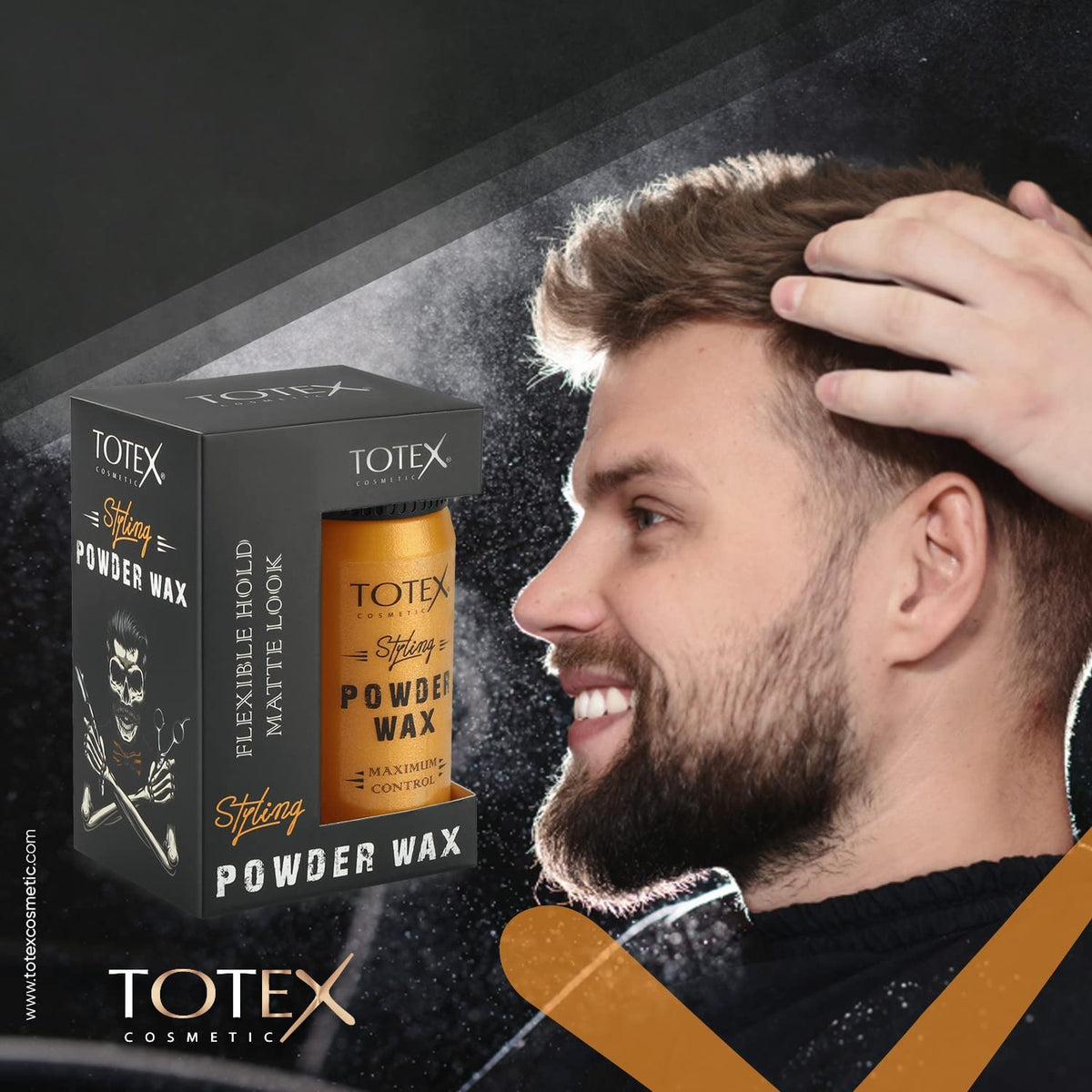 Totex Hair Styling Matte Powder Wax 20g + Wide Tooth Hair Styling Comb No2 Black | Volumizing Texturising Dust Powder | Strong Hold | Matte Finish | For Men & Women Hair & Beard Styling