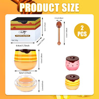 Anmahe 2 PCS Bee Balm, Honey Lip Balm Moisturizing Skincare Lip Mask with Lip Brush, Honey Balm, Lip Sleeping Mask for Lip Care Repair Prevent Dry Crack Lip Line Reducing (Honey+Strawberry)