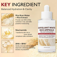 INSKIN Peel Shot Glow Rice Ampoule Duo, White and Black Rice Face Exfoliator, Facial Scrub Exfoliator, Gentle Dead Skin Remover for Face & Body,Moisturizing, Suitable for All Skin