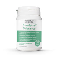 Cura Nutrition CuraZyme Tolerance 30 Capsules | Digestive Enzyme Nutritional Supplements | Vegan Digestive Enzymes Complex | Protease, Amylase, Lactase Enzyme Tablets