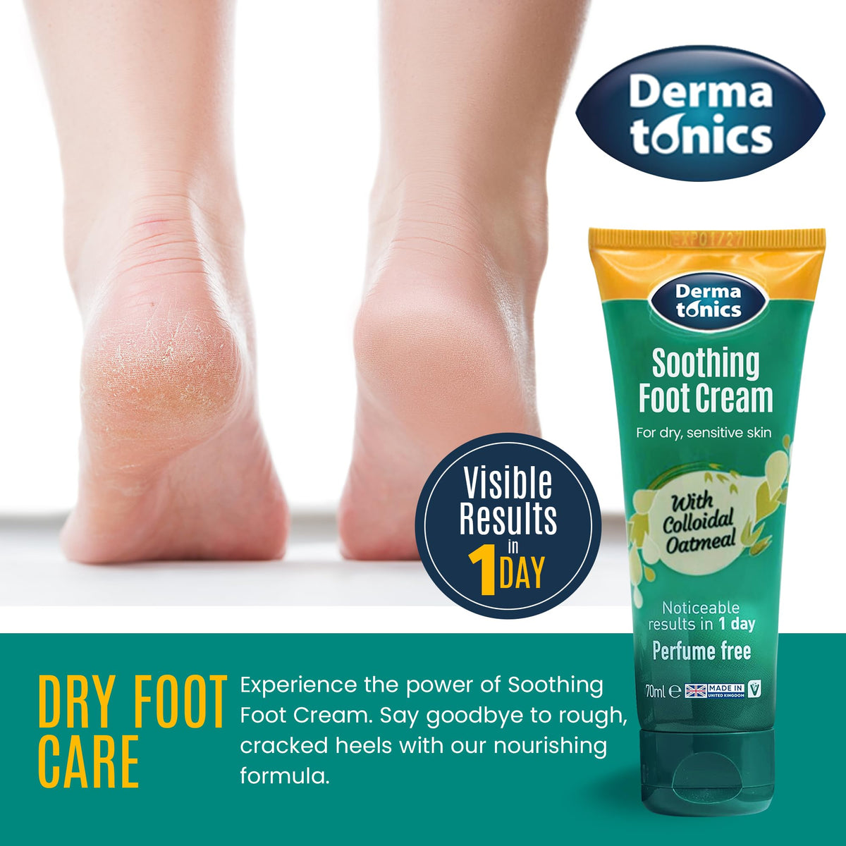 Dermatonics Soothing Foot Cream with Colloidal Oatmeal, 70ml