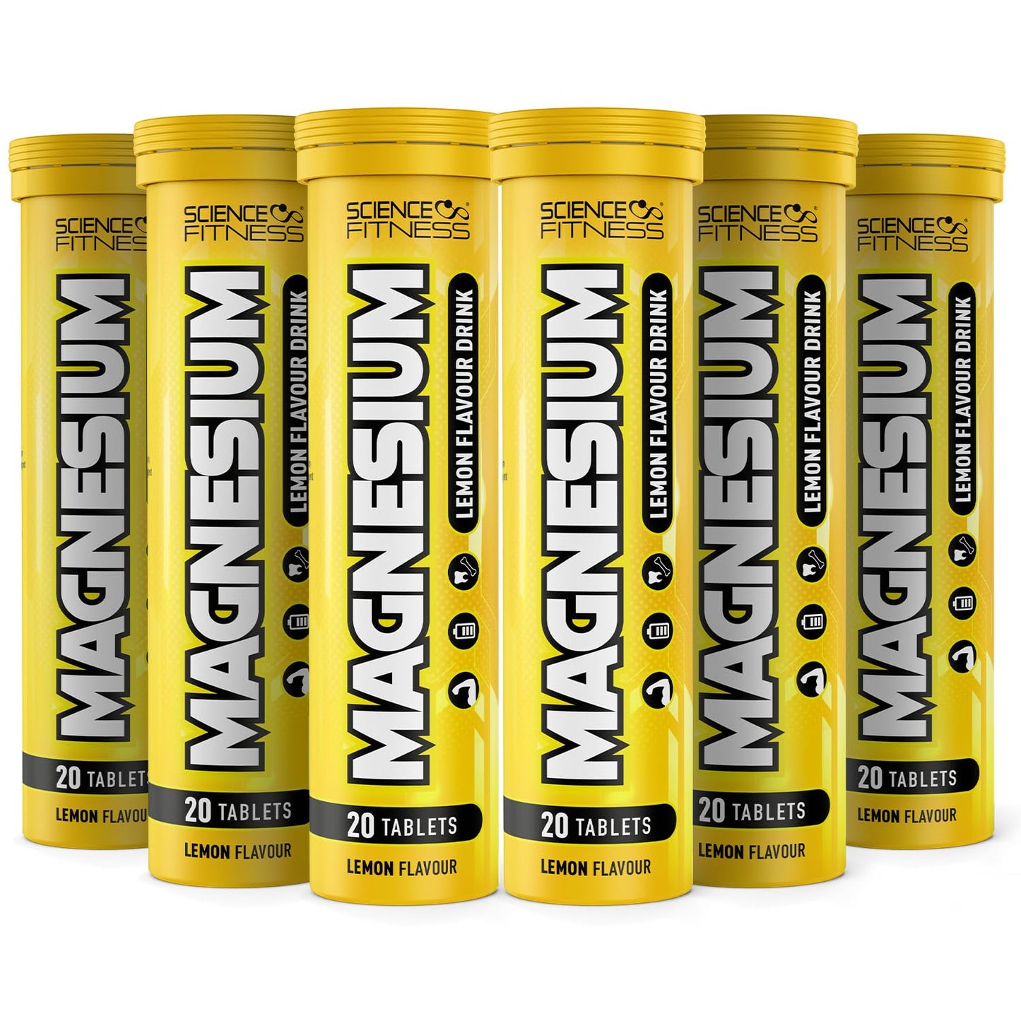 SCIENCE FITNESS Magnesium Lemon Flavour Effervescent Tablets -120 Tablets for Normal Muscle Functions, Suitable for Vegans and Vegetarians, Magnesium 375 mg per Serving