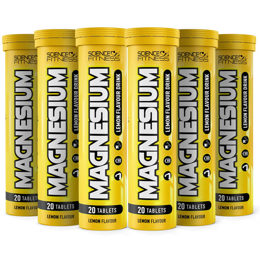 SCIENCE FITNESS Magnesium Lemon Flavour Effervescent Tablets -120 Tablets for Normal Muscle Functions, Suitable for Vegans and Vegetarians, Magnesium 375 mg per Serving