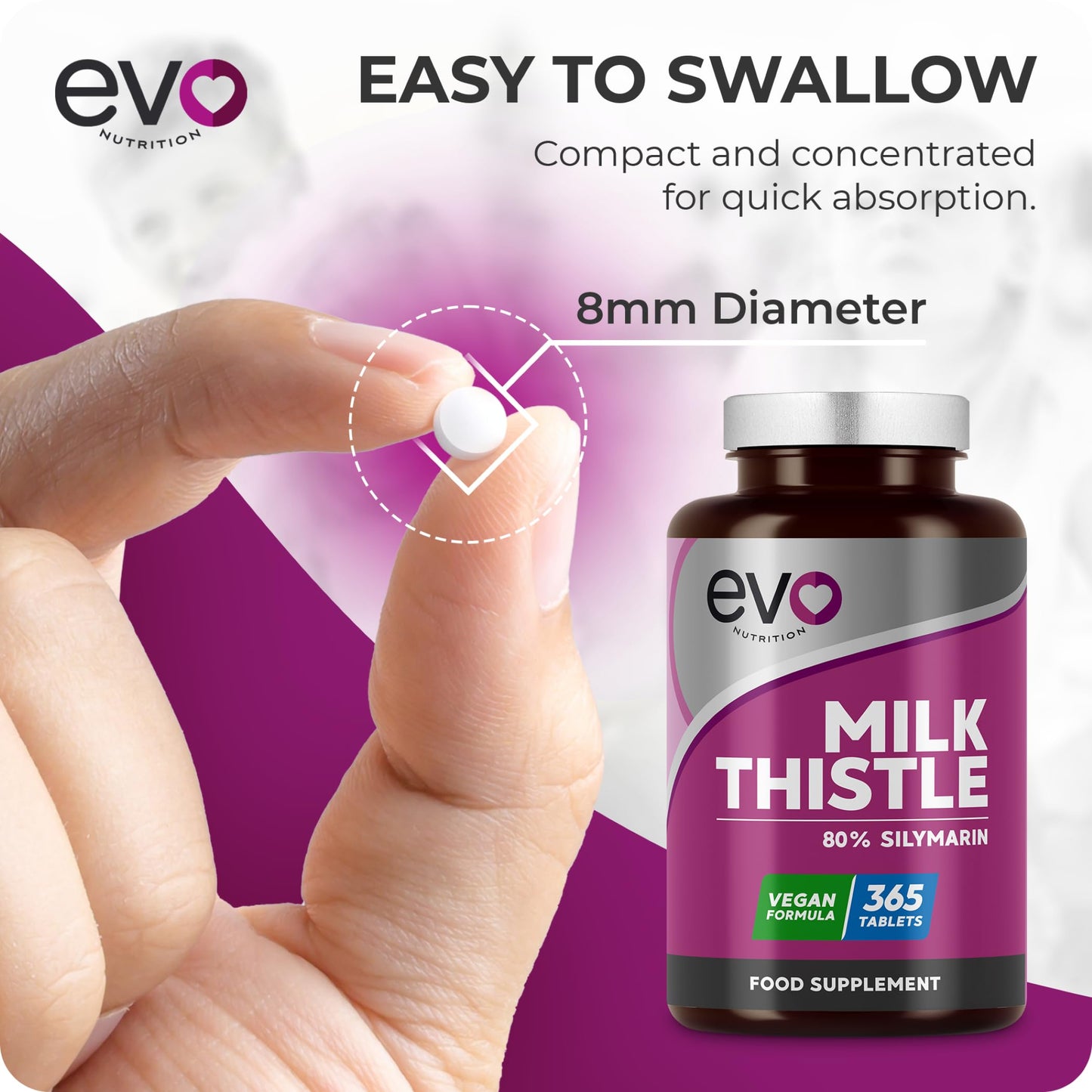 EVO NUTRITION EVO Nutrition Milk Thistle, 80% Silymarin, 365 Vegan Tablets