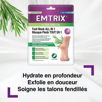 Emtrix Foot Mask Socks All in 1, Moisturising Foot Mask with Natural Tea Tree Oil, Designed to Hydrate, Exfoliate & Soften Cracked Heels in 20 Minutes for Baby Soft Feet - (3 Pair)