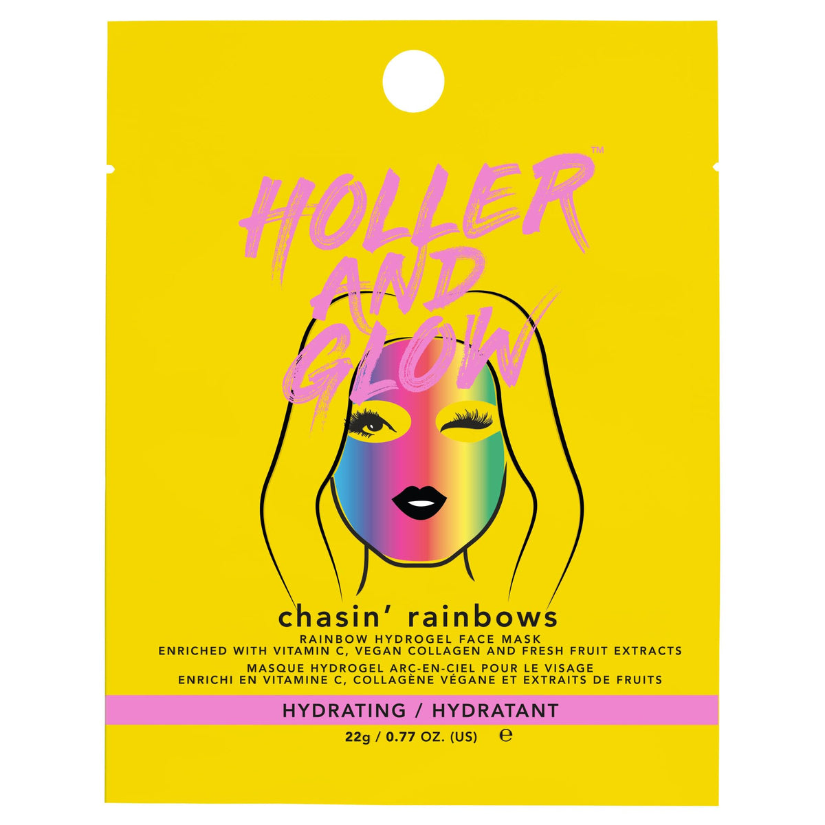 Holler & Glow Holler and Glow Chasin' Rainbows, Printed Hydrogel Face Mask